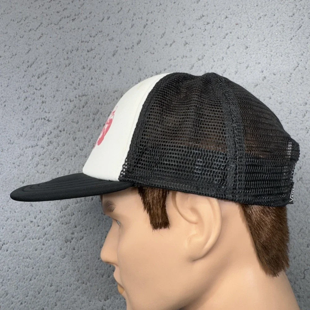 Vintage‎ VANS Hat Cap Snap Back Black Mesh Trucker Half Cab 1992 90s Logo Mens